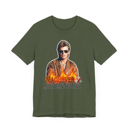 MacGyver Inspired Unisex Jersey Tee - 'Ich Nehm Kaffee, WLAN und Plan B'