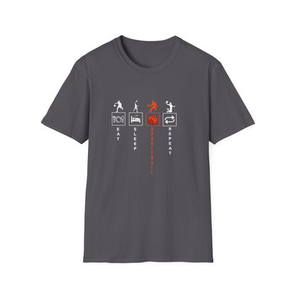 Basketball Life Unisex T-Shirt - Eat, Sleep, Basketball, Repeat