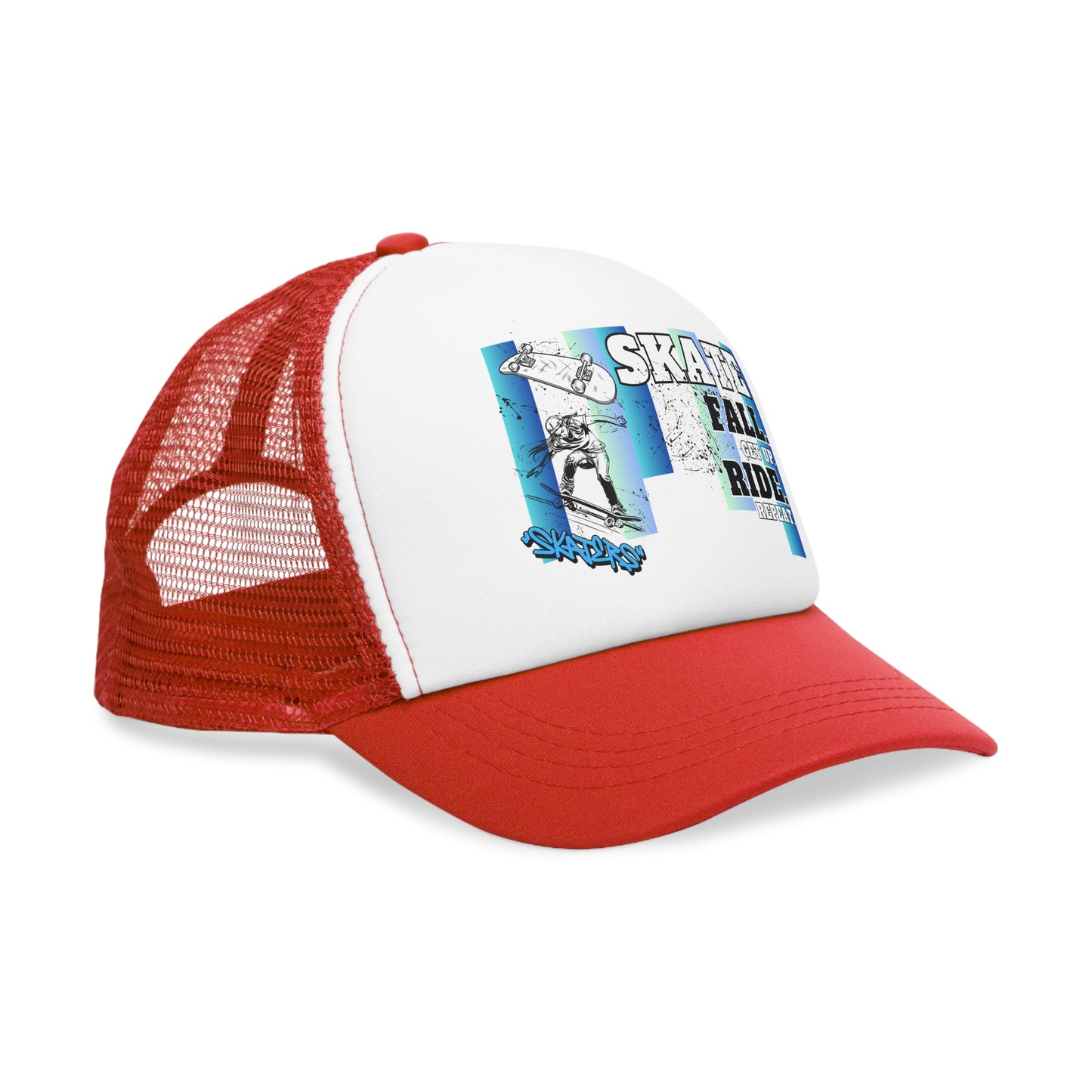 Skateboarding Mesh Cap - "Skate Fall, Get Up, Ride, Repeat"