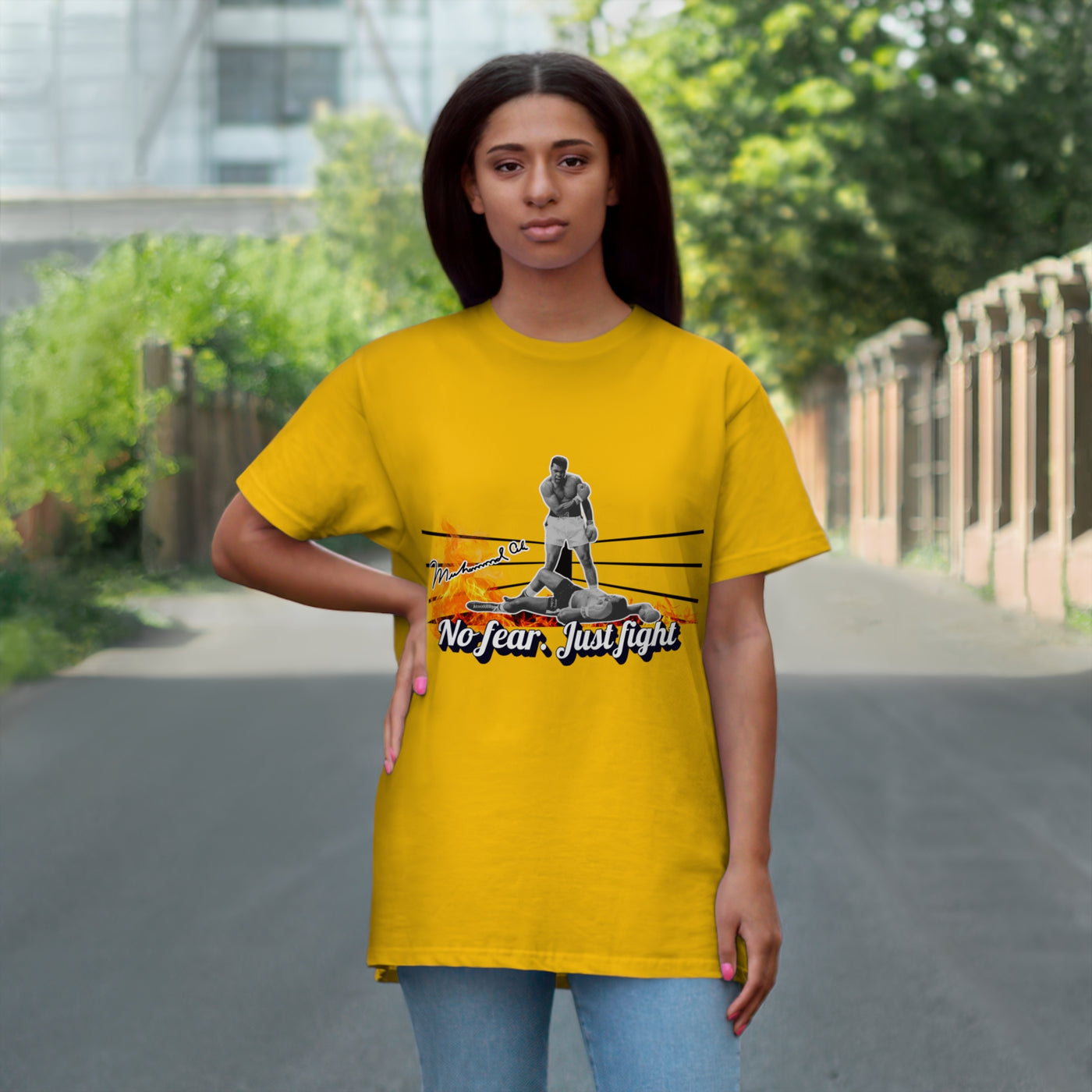 No Fear Just Fight T-Shirt, Motivational Shirt Muhammad Ali