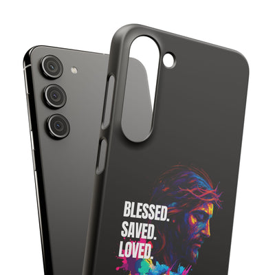Blessed Saved loved - Snap Case - Jesus