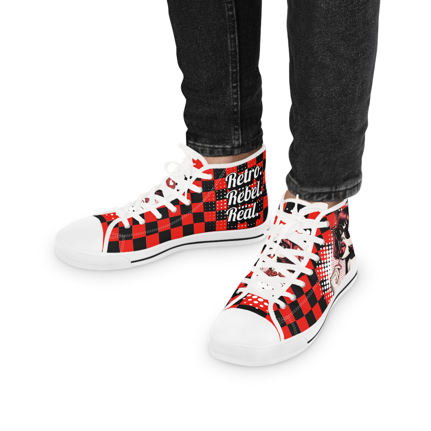 Stylish High Top Sneakers "Retro Girl" Unique Graphic