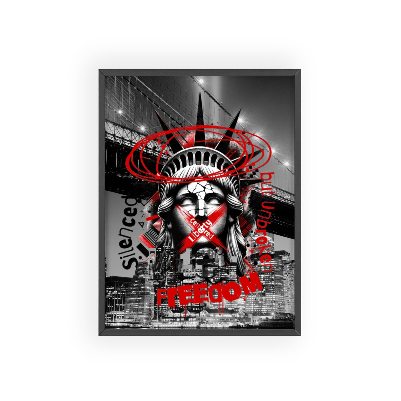 Freedom Poster with Wooden Frame - NYC Decor, Wall Art