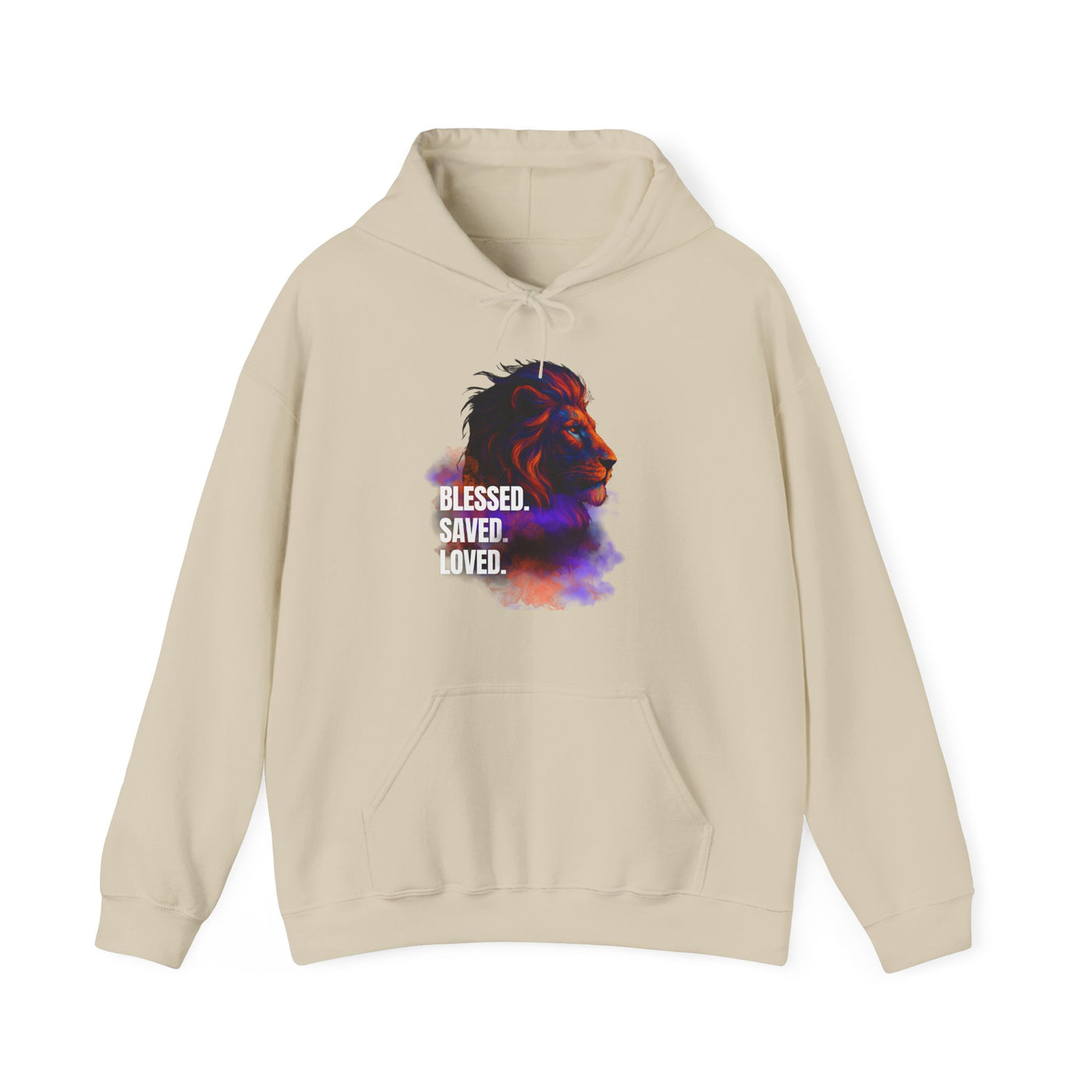 Blessed, Saved, Loved Lion Hoodie - Unisex Heavy Blend Sweatshirt