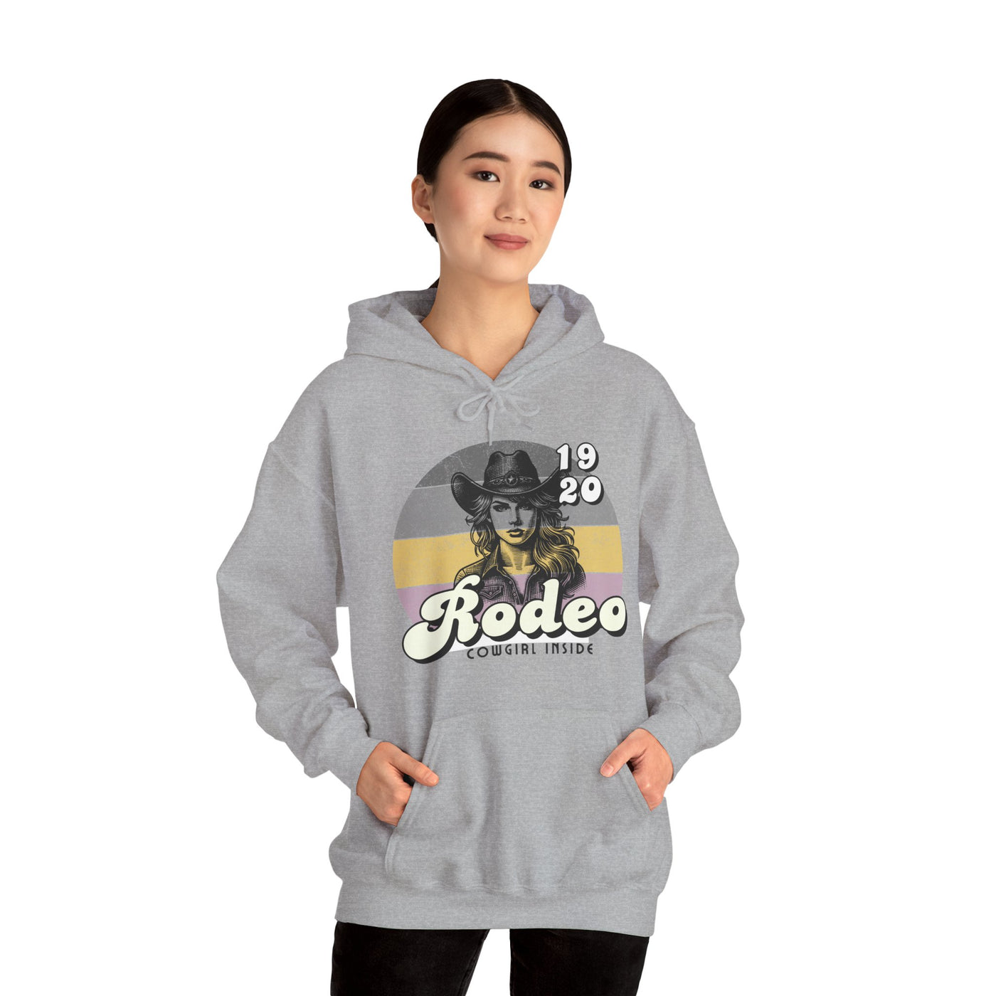Rodeo Cowgirl Hooded HOODIE - Unisex Heavy Blend™ - Retro Style