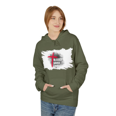 Faith-Inspired Hoodie: Blessed, Saved, Loved - Christian JESUS