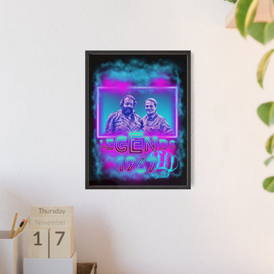 Retro Legends Poster with Wooden Frame - 1967 Nostalgia Art Bud Spencer &amp; Terence Hill