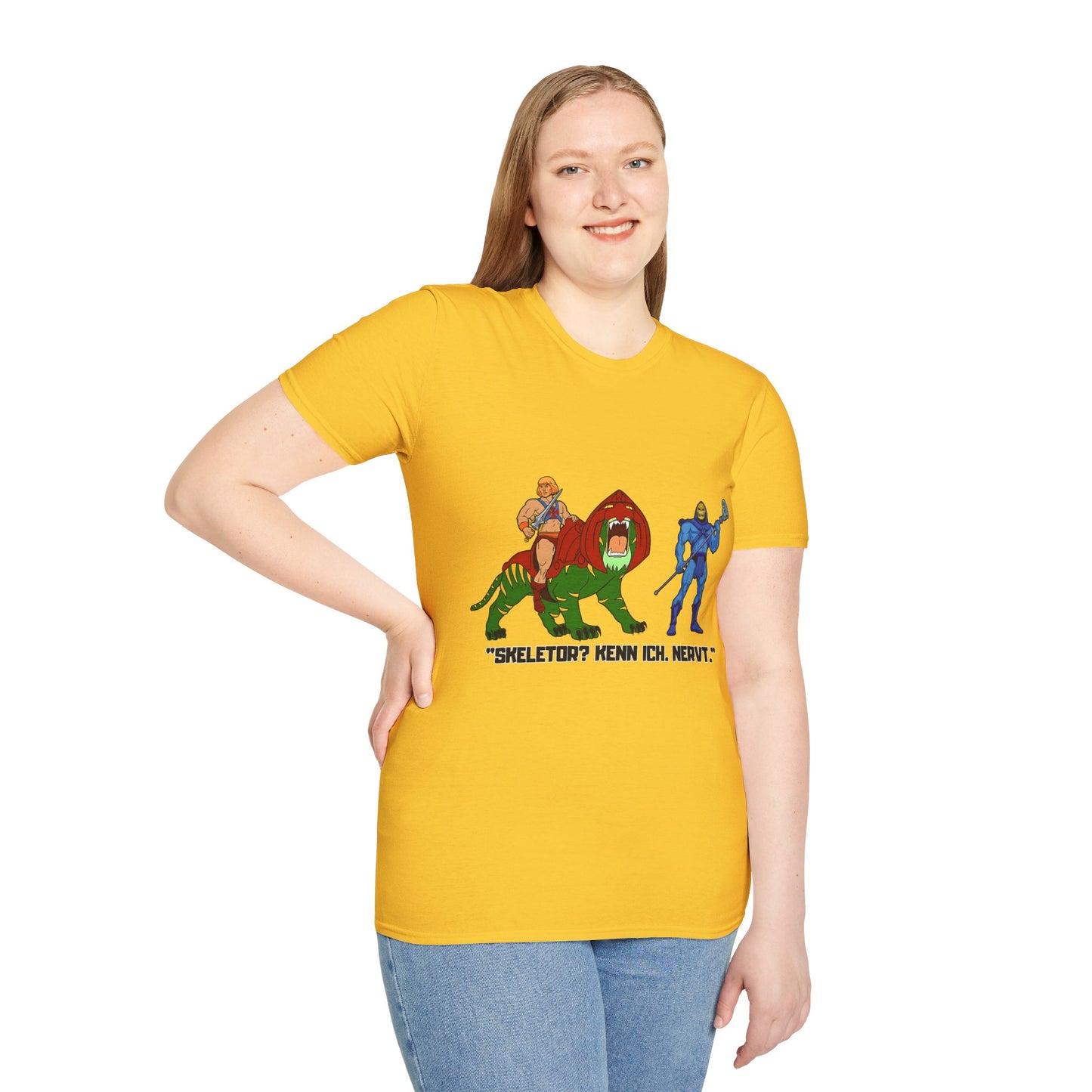 He-Man Retro Graphic Tee, Unisex Softstyle Shirt for Fans, Vintage Cartoon Apparel, Gift for Geeks, Nostalgic T-Shirt