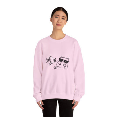 Let's Chill Cat Sweatshirt - Unisex Garment-Dyed Pullover for Cozy Days