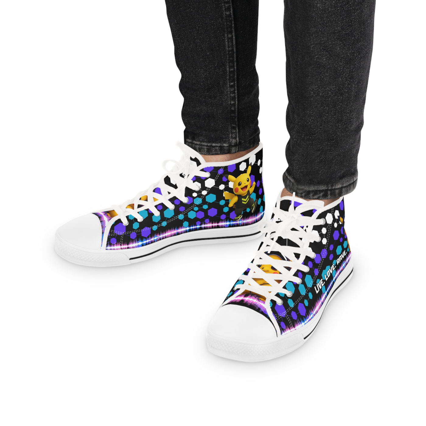 Techno Rave-Chu Pokemon Top Sneakers Footwear for Casual Wear, Gifts, Festivals, Street Style