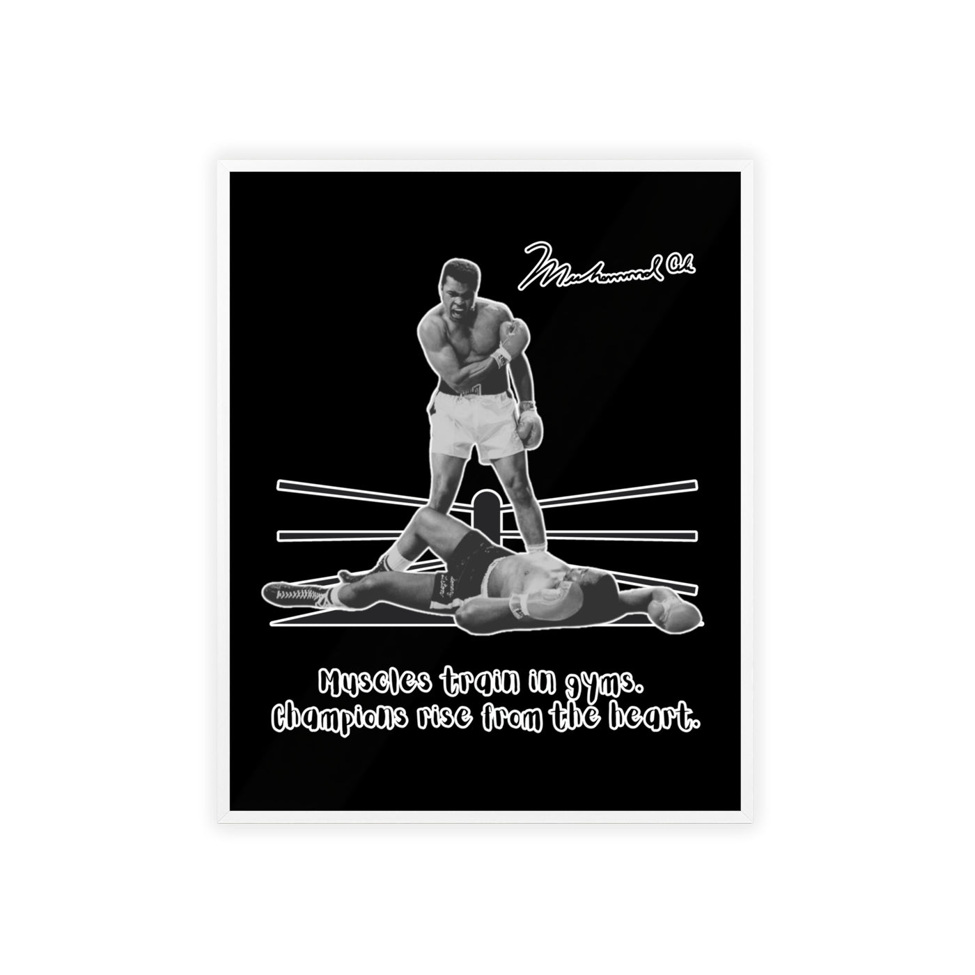 Boxing Inspired Wall Art Poster with Wooden Frame - Muhammad Ali 