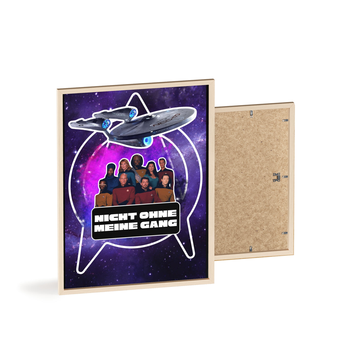 Starship Adventure Poster with Wooden Frame | Sci-Fi Wall Art, Geek Decor,