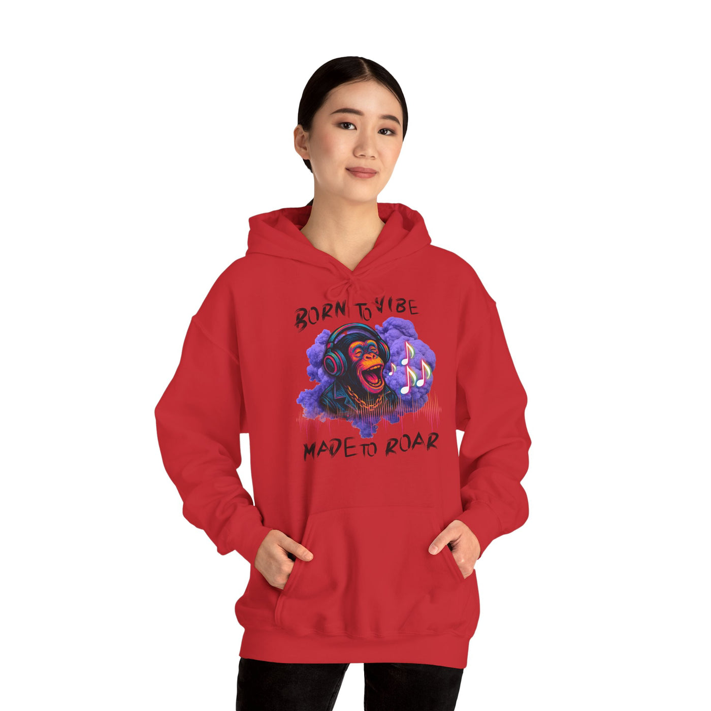Born to Vibe Unisex Heavy Blend™ Hooded Sweatshirt - Made to Roar Monkey - Monkey 