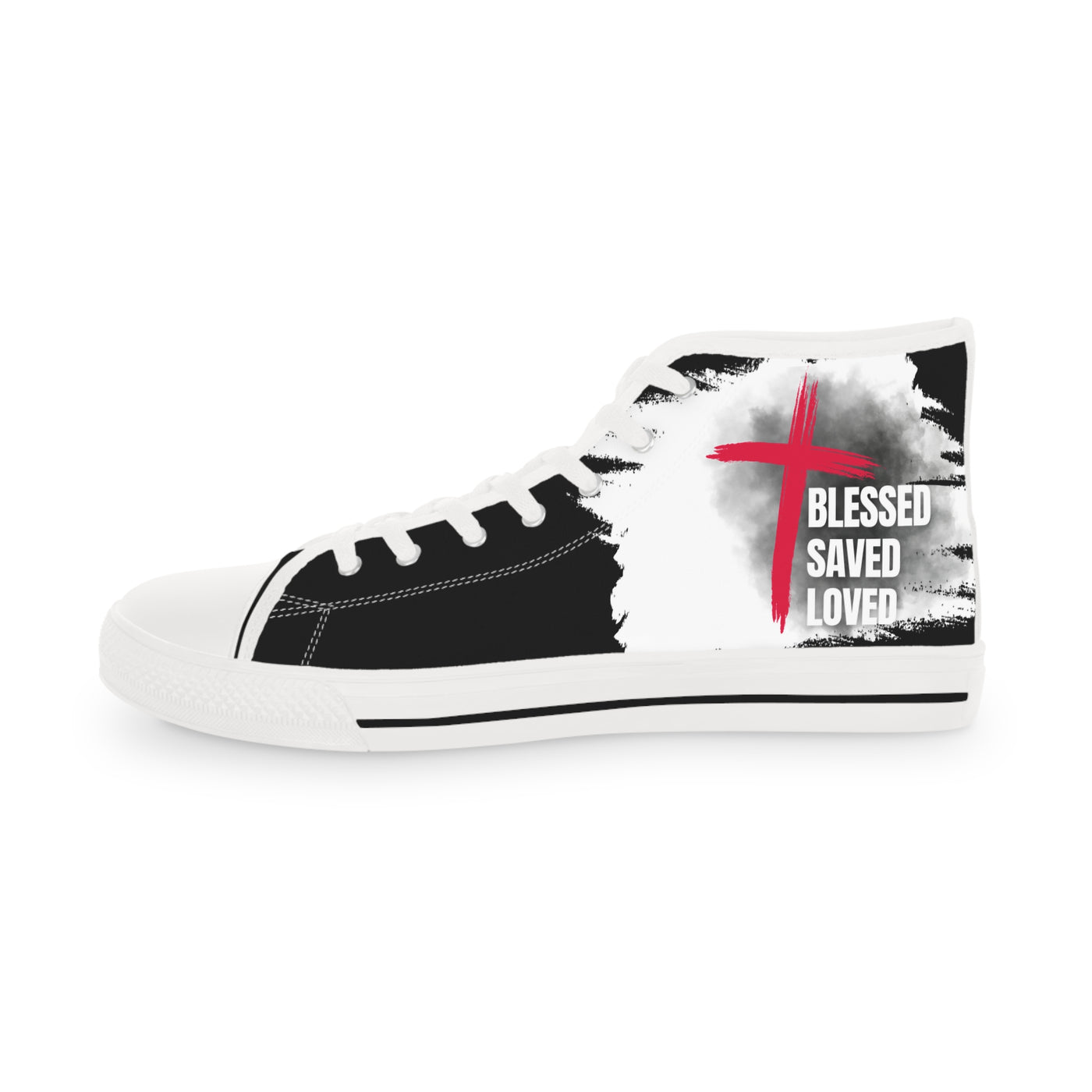 Blessed . Saved - Loved High Top Sneakers, Trendy Sneakers