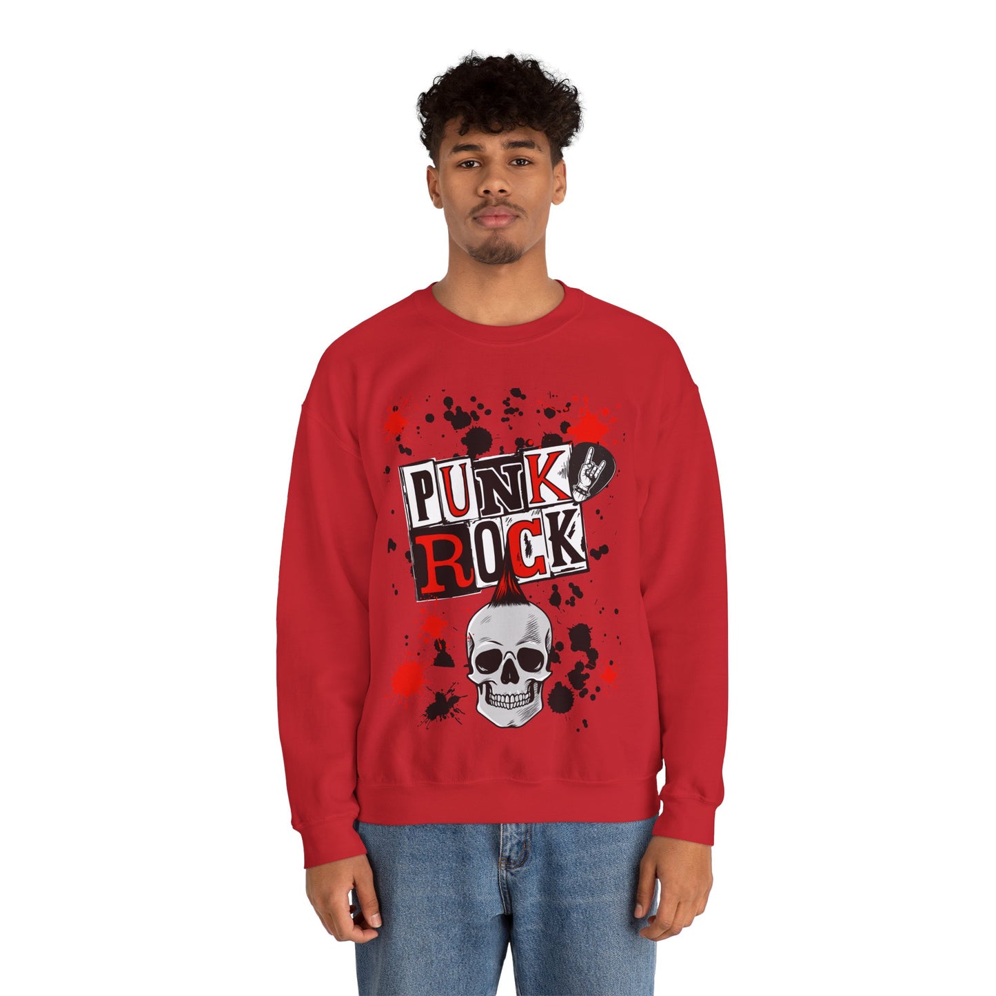 Punk Rock Crewneck Sweatshirt, Casual Streetwear Gift, Music Lover Apparel, Fall Fashion Layer, Unique Graphic Sweater