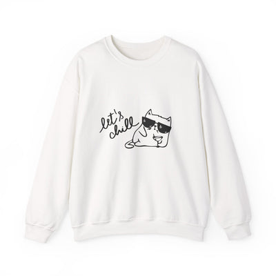 Let's Chill Cat Sweatshirt - Unisex Garment-Dyed Pullover for Cozy Days
