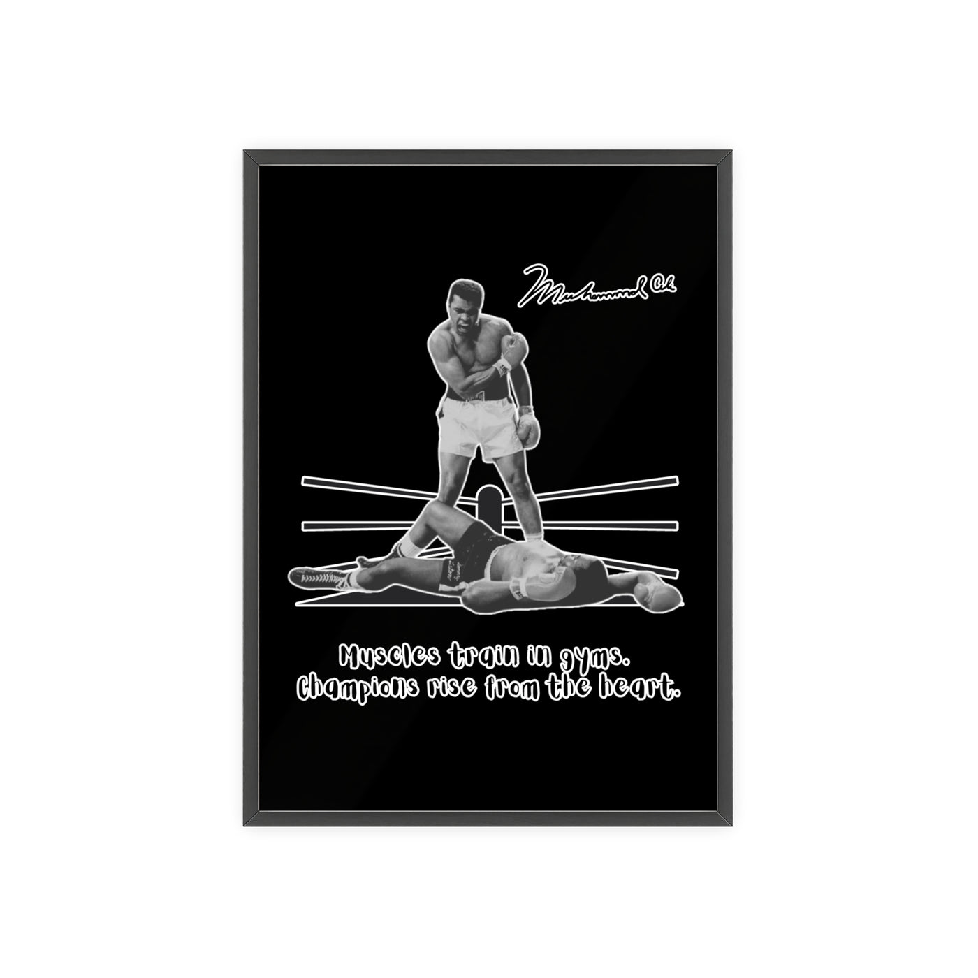 Boxing Inspired Wall Art Poster with Wooden Frame - Muhammad Ali 