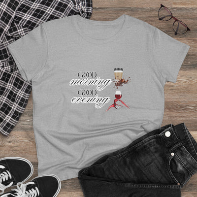Good Morning - Good Evening  Cotton Tee, Women's Graphic Shirt