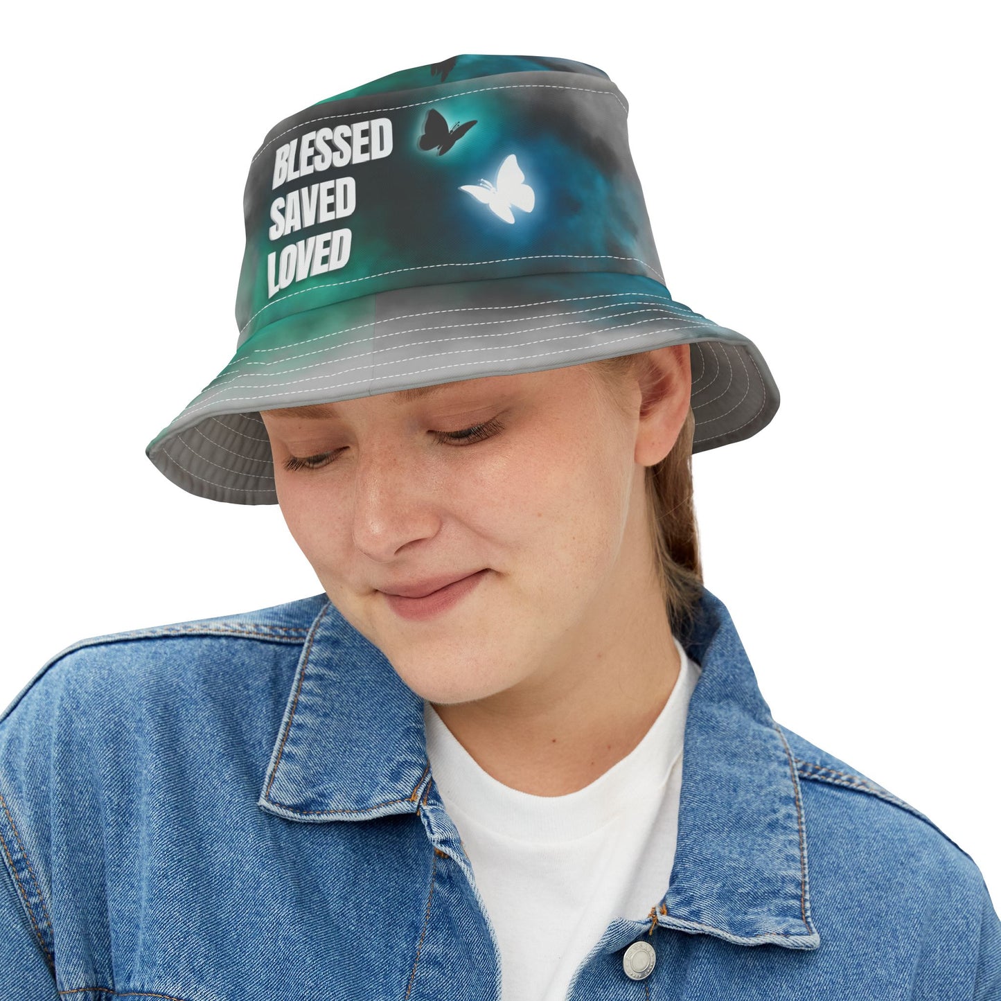 Blessed Saved Loved - Christian - Christlich - Jesus - Gott Hat- Fischerhut