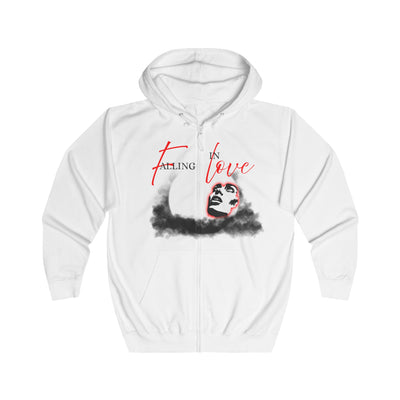 Falling in Love Hoodie, Inspirational Zip-Up, Unisex Sweatshirt