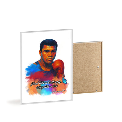 Inspirational Muhammad Ali Poster with Wooden Frame - Float Like a Butterfly, Sting Like a Bee