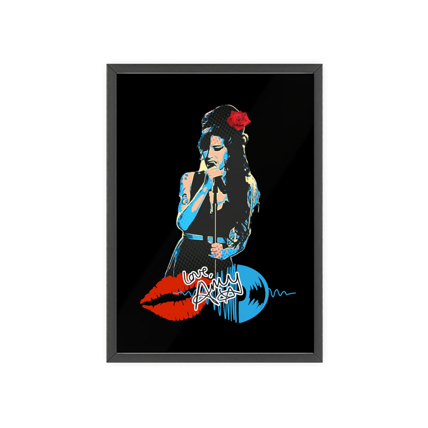 Love Amy Winehouse Poster with Wooden Frame - Vibrant Wall Art for Music Lovers
