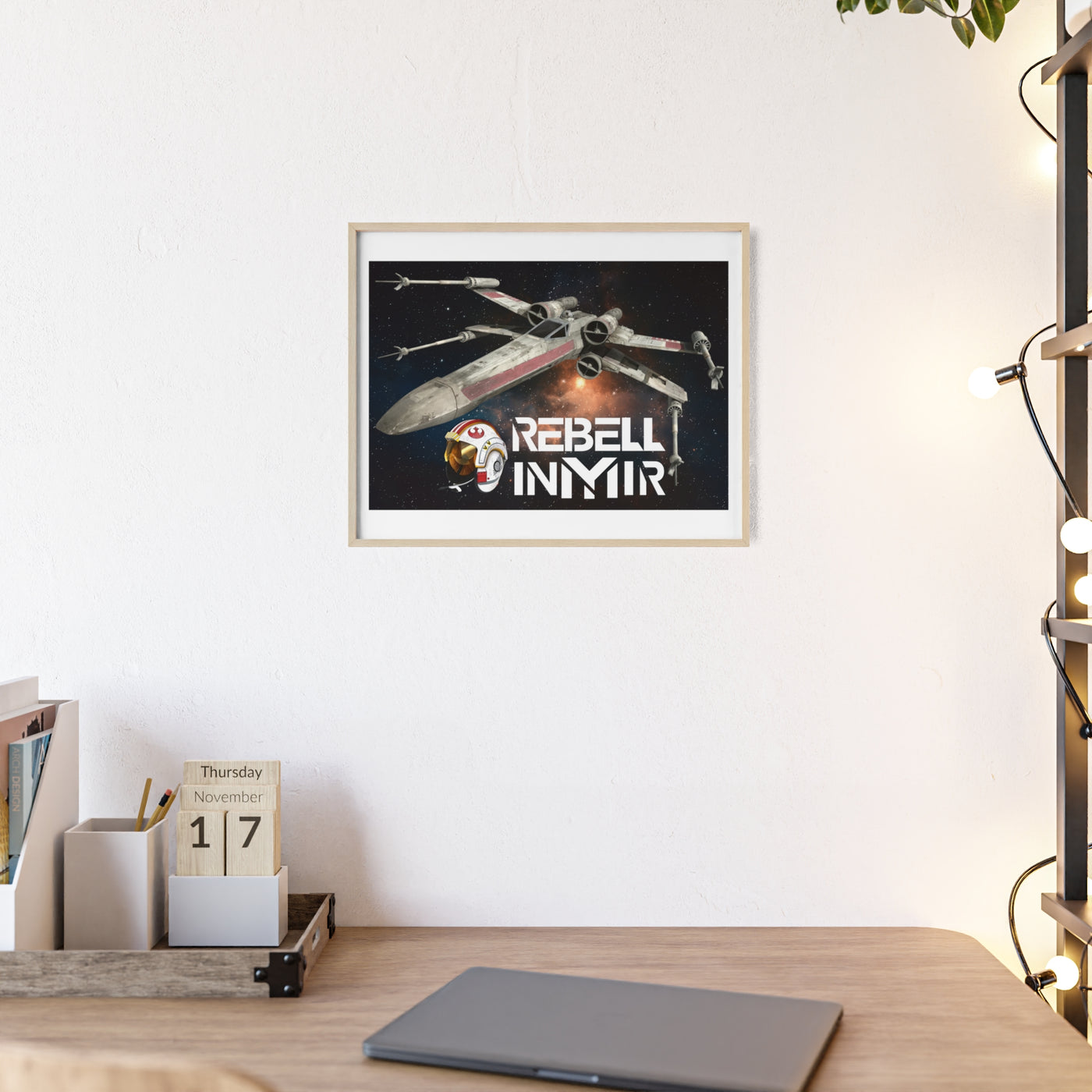 Star Wars X-Wing Fighter Poster with Wooden Frame - Rebel Inyir Decor