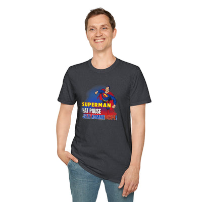 Superman Pause Unisex Softstyle T-Shirt - Fun Graphic Tee for Comic Fans
