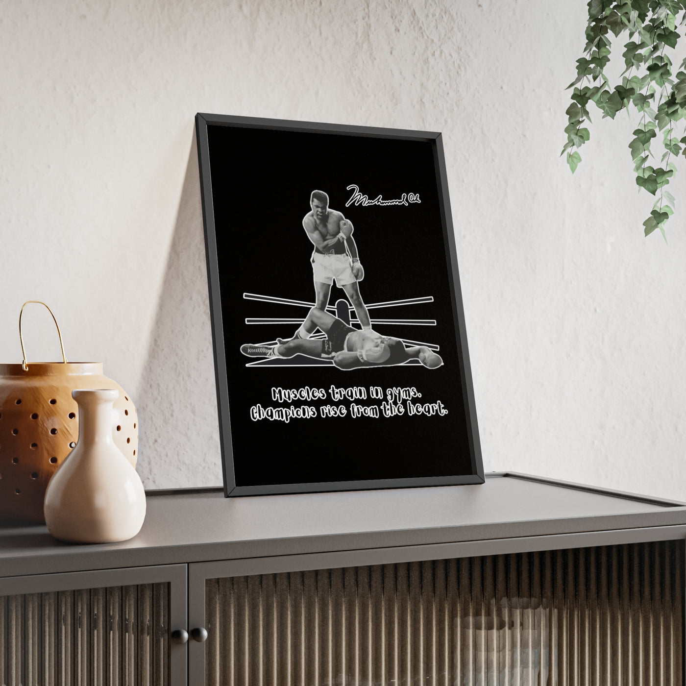 Boxing Inspired Wall Art Poster with Wooden Frame - Muhammad Ali 