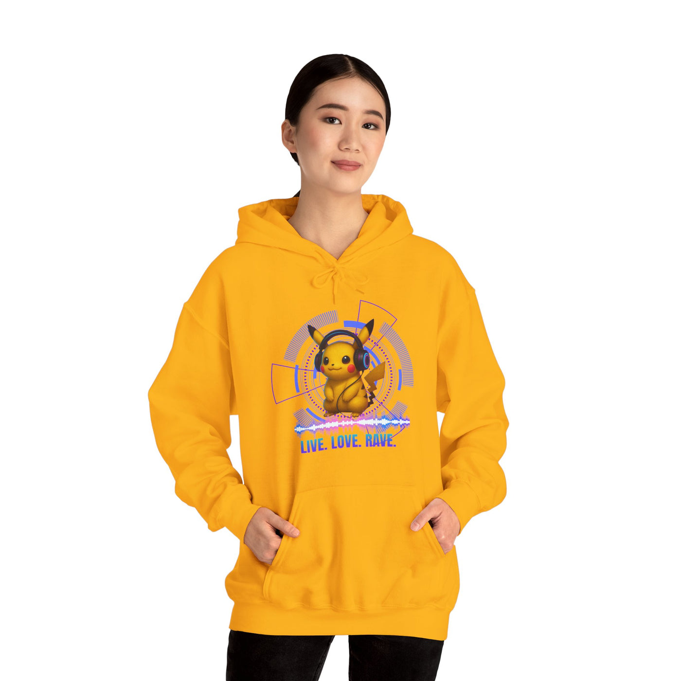 Rave Hoddie, Live Love Rave - Techno - Pokemon