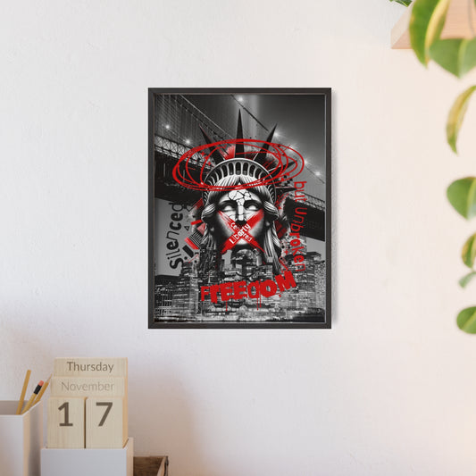 Freedom Poster with Wooden Frame - NYC Decor, Wall Art