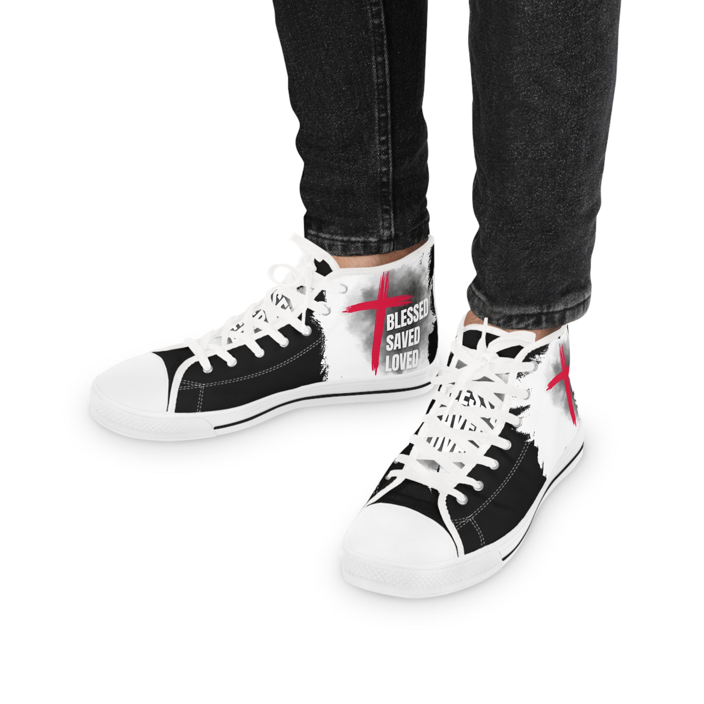 Blessed . Saved - Loved High Top Sneakers, Trendy Sneakers