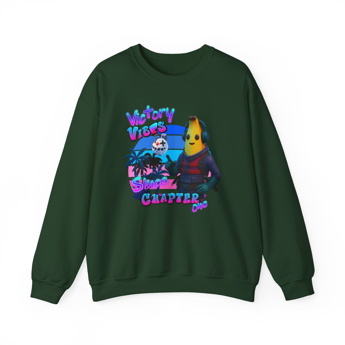 Victory Fortnite Vibes Banana Crewneck Sweatshirt - Unisex Heavy Blend