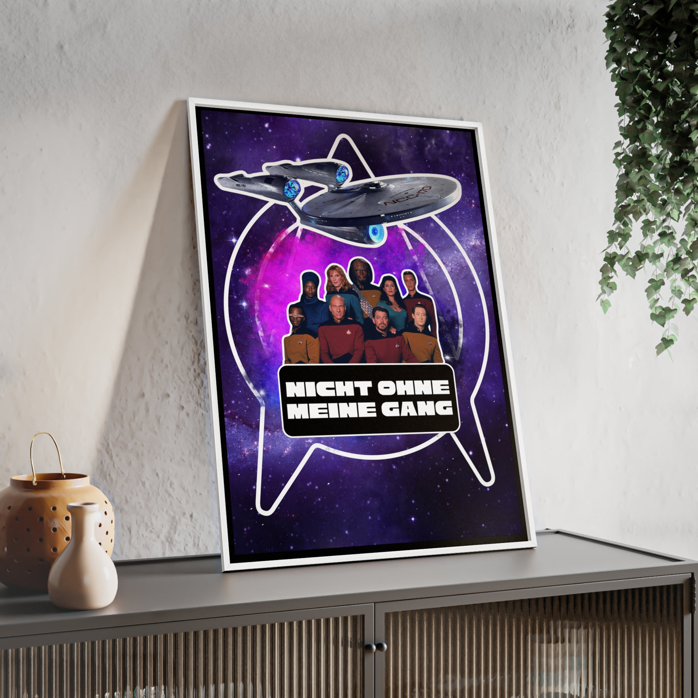 Starship Adventure Poster with Wooden Frame | Sci-Fi Wall Art, Geek Decor,
