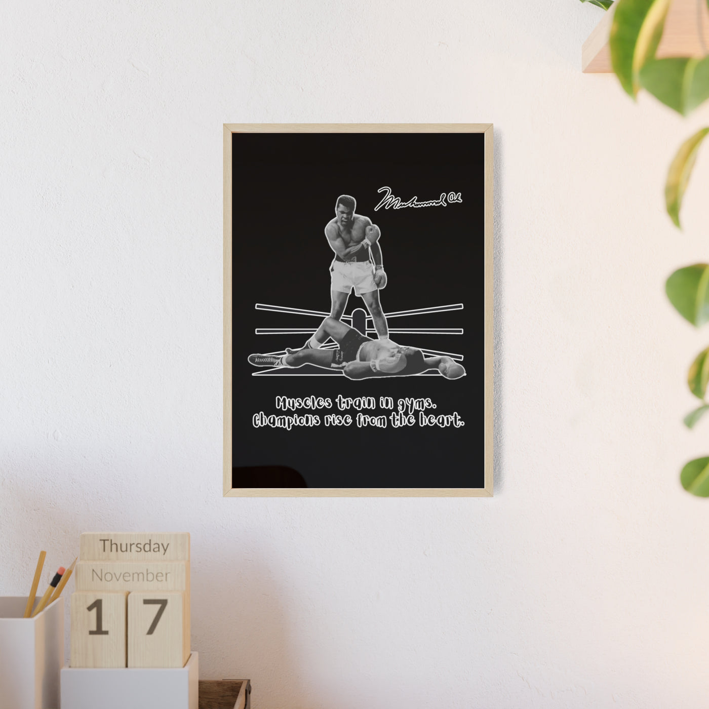 Boxing Inspired Wall Art Poster with Wooden Frame - Muhammad Ali 
