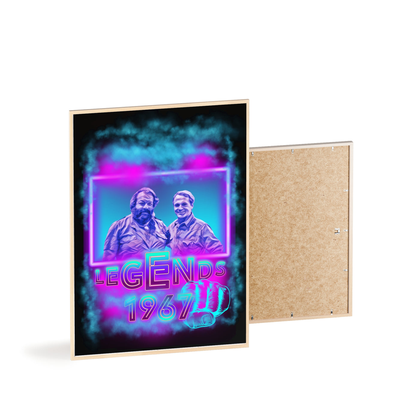 Retro Legends Poster with Wooden Frame - 1967 Nostalgia Art Bud Spencer &amp; Terence Hill