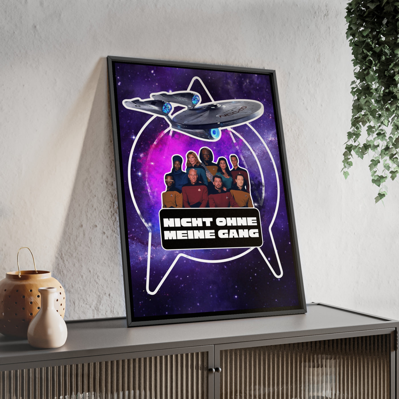 Starship Adventure Poster with Wooden Frame | Sci-Fi Wall Art, Geek Decor,