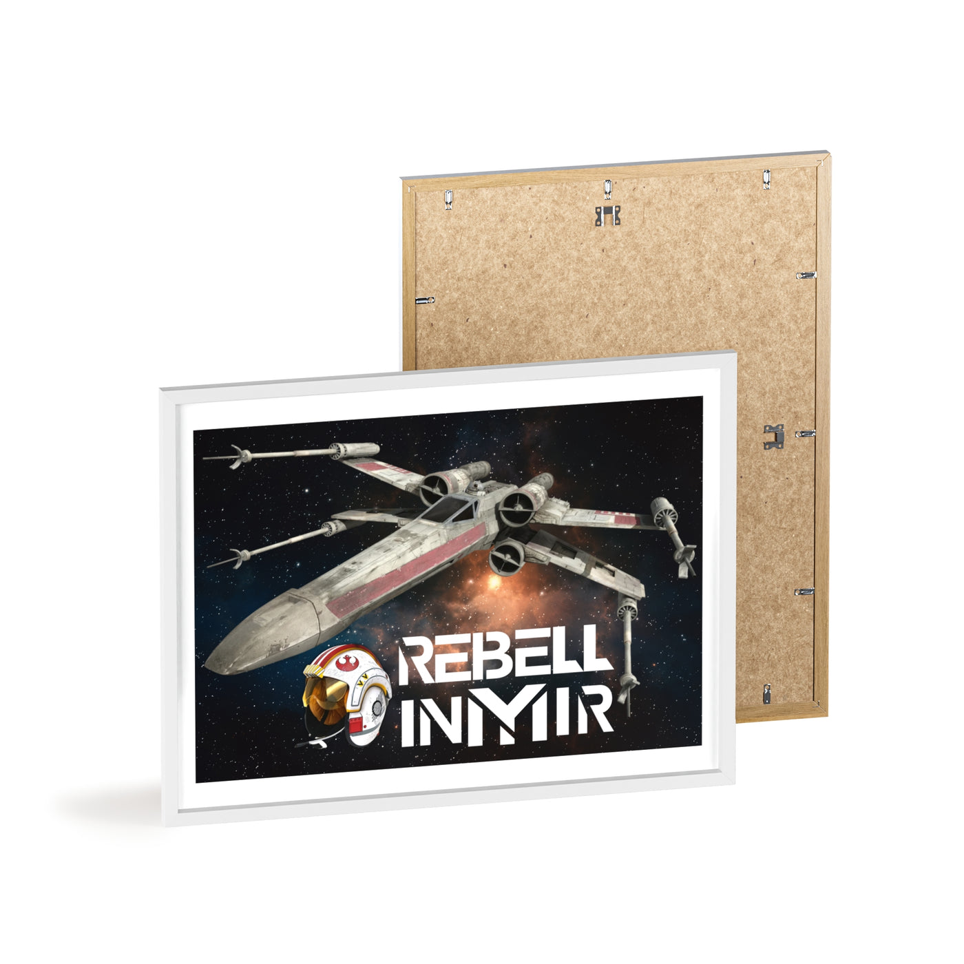 Star Wars X-Wing Fighter Poster with Wooden Frame - Rebel Inyir Decor