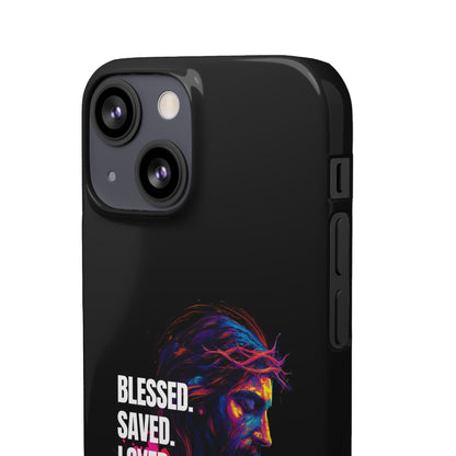 Blessed Saved Loved -  Snap Case Handyhülle - Jesus