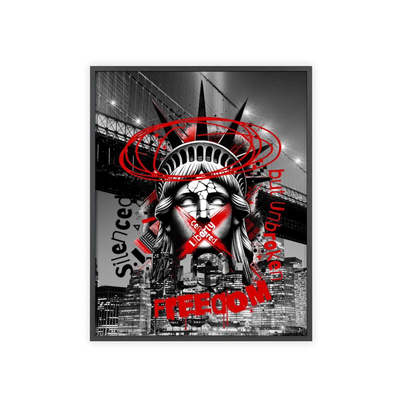 Freedom Poster with Wooden Frame - NYC Decor, Wall Art