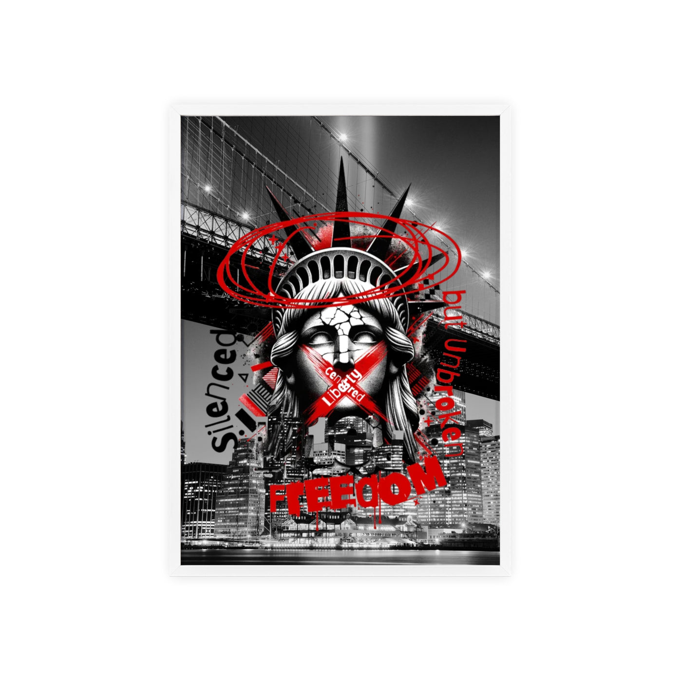 Freedom Poster with Wooden Frame - NYC Decor, Wall Art