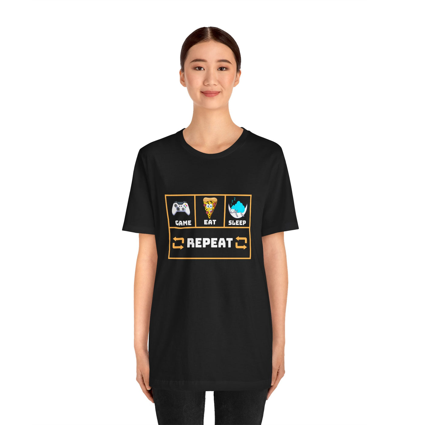 Gamer's motto shirt: Eat, Sleep, Game, Repeat T-shirt