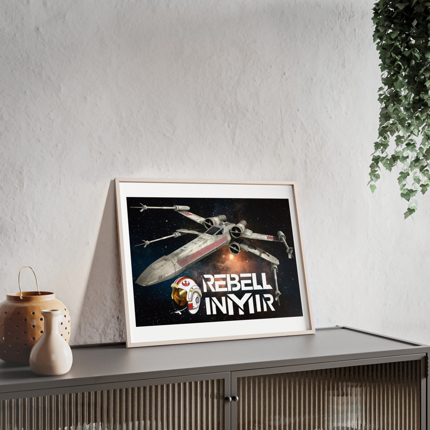 Star Wars X-Wing Fighter Poster with Wooden Frame - Rebel Inyir Decor