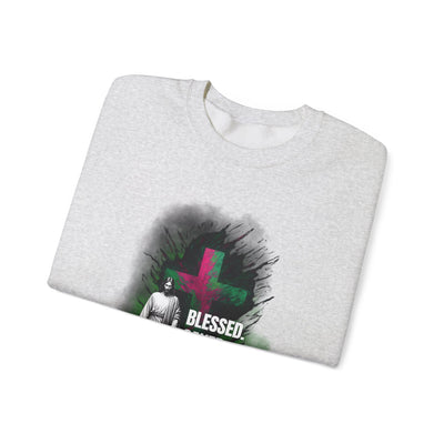 Jesus mit Faith und Spruch Blessed -Saved -Forgiven Sweatshirt
