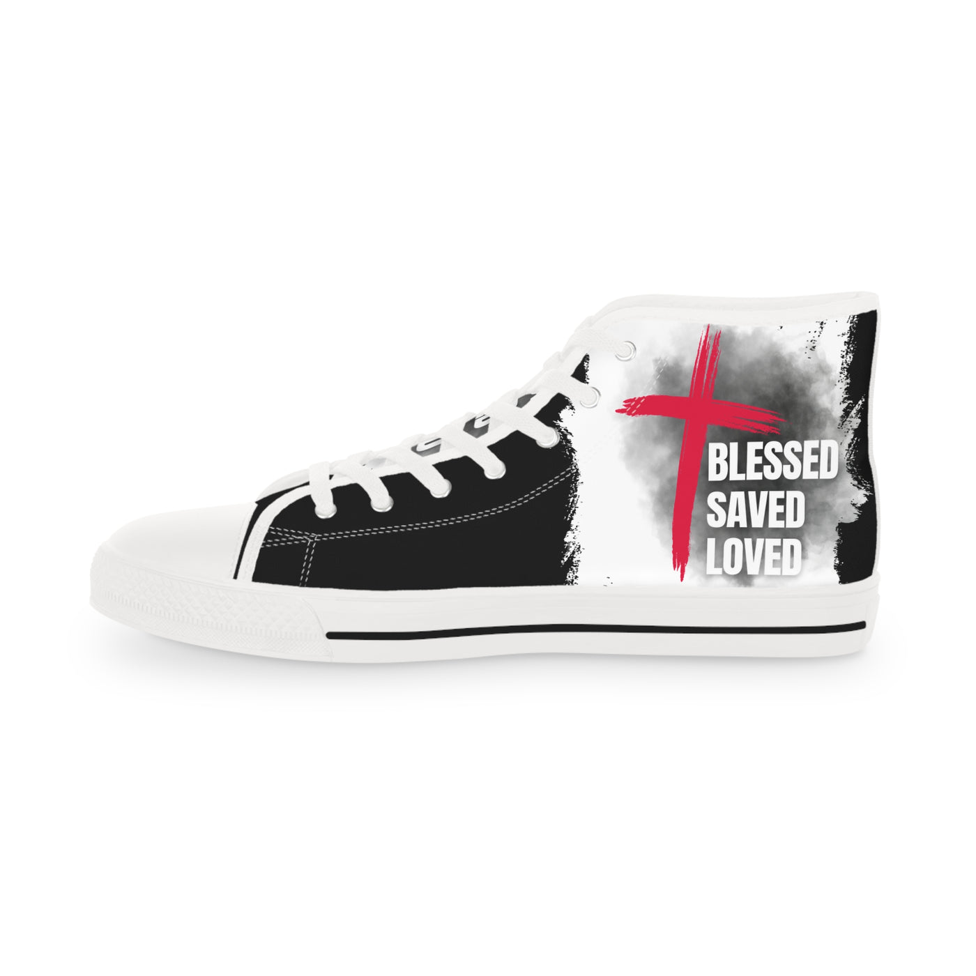Blessed . Saved - Loved High Top Sneakers, Trendy Sneakers