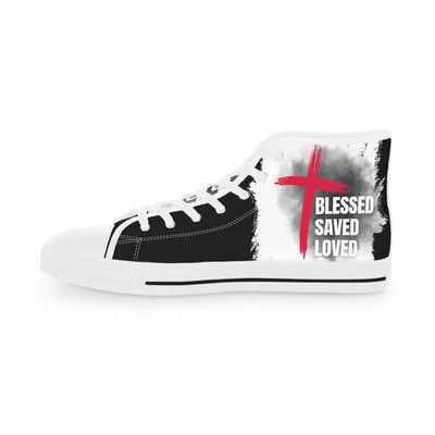 Blessed . Saved - Loved High Top Sneakers, Trendy Sneakers