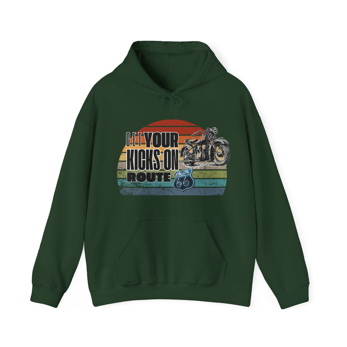 Retro Motorcycle Adventure Hoodie - 'Get Your Kicks On Route 66'