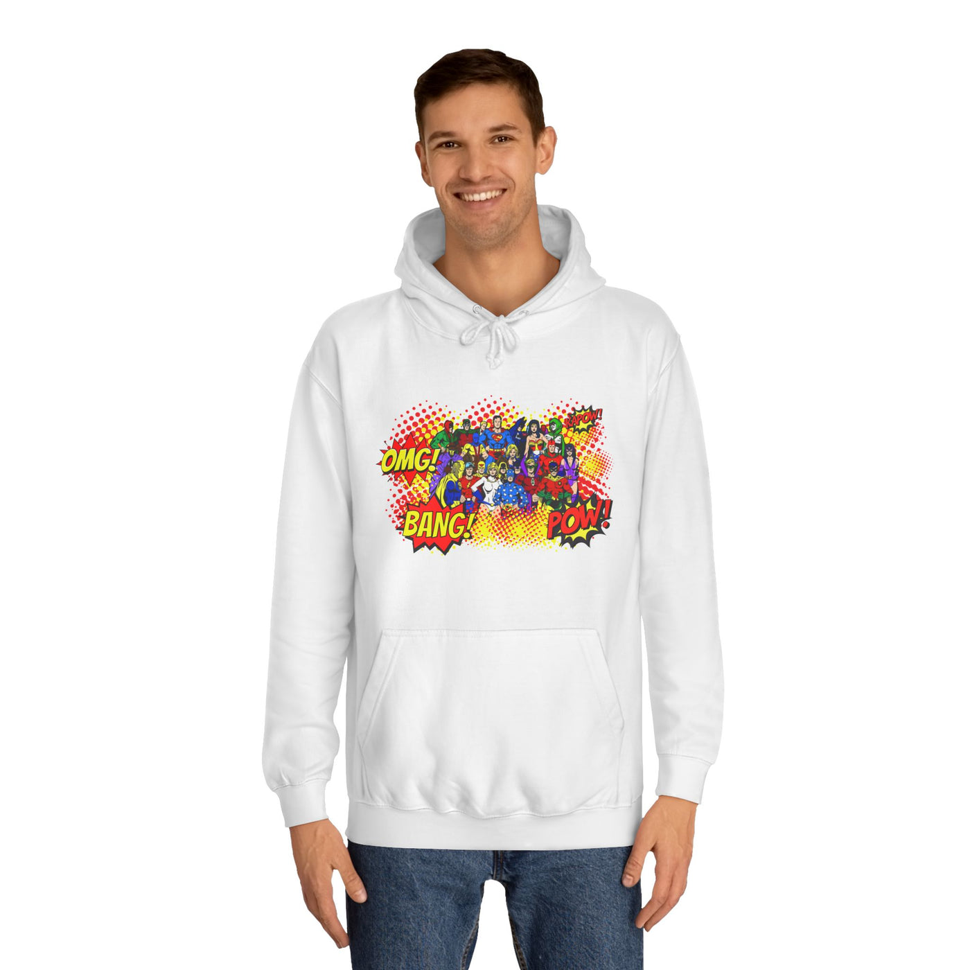 Superhero Graphic Hoodie, Unisex College Sweatshirt, Marvel DC Fans Apparel, Comic Book Lover Gift, Fun Cosplay Outfit