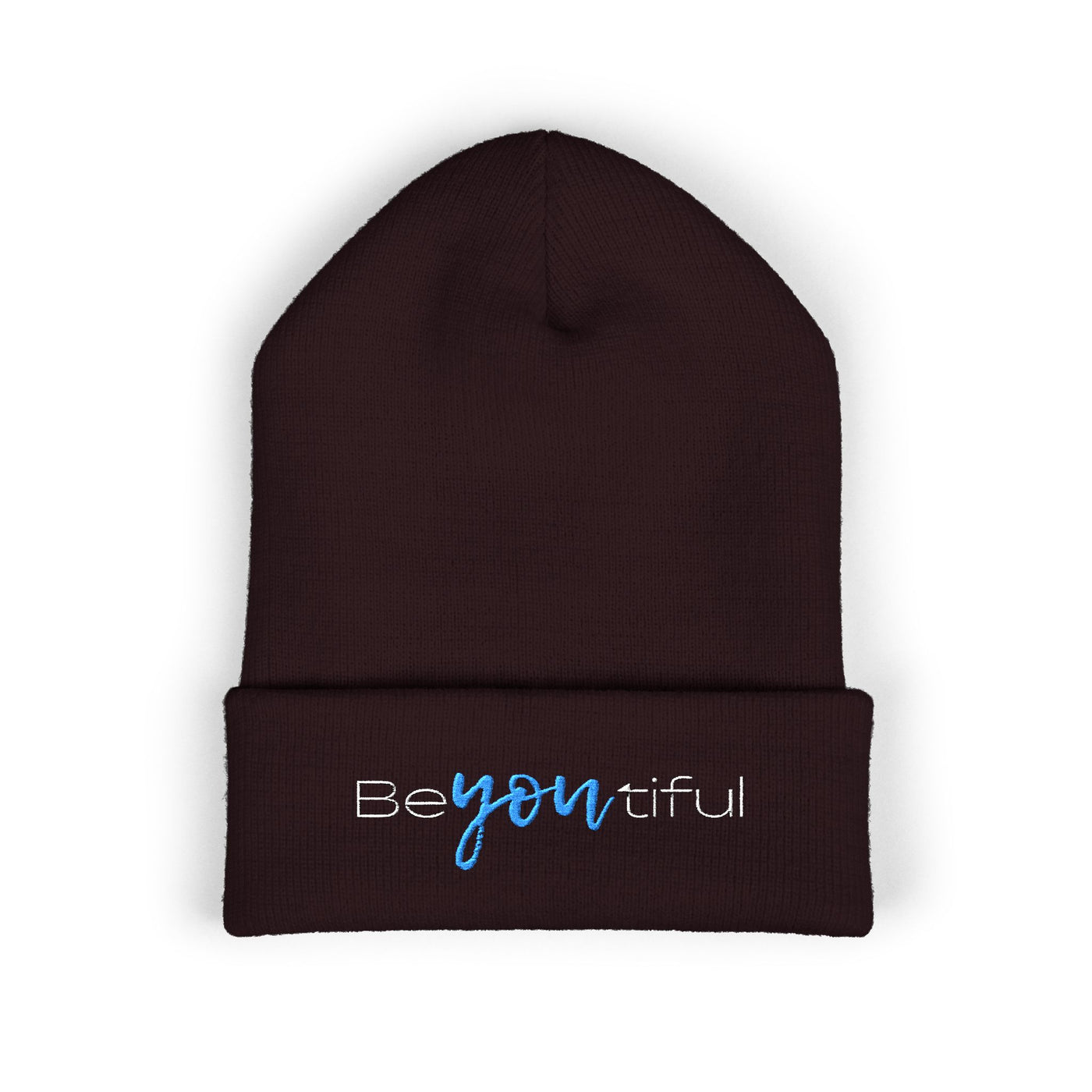Vibrant "BeYoutiful" Cuffed Beanie - Stylish Embroidered Hat for Self-Expression