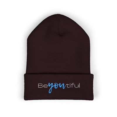 Vibrant "BeYoutiful" Cuffed Beanie - Stylish Embroidered Hat for Self-Expression